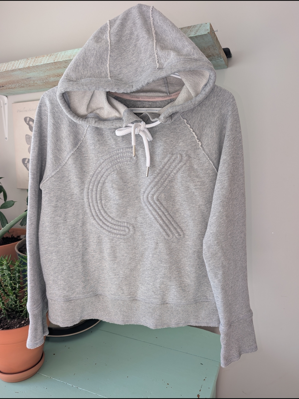 Calvin Klein Gray Hooded Sweatshirt with Embossed CK Logo